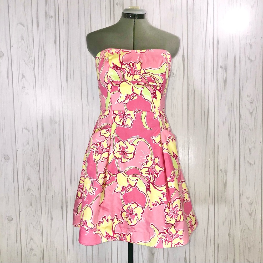 Lilly Pulitzer Pink Strapless Dress with Pockets